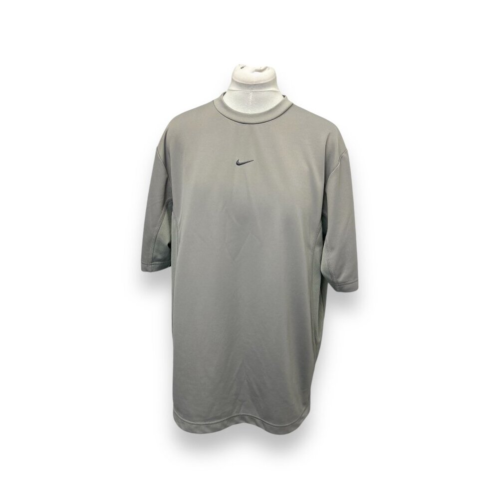 Vintage 90s Nike Mens Large Gray Polyester Short Sleeve Shirt